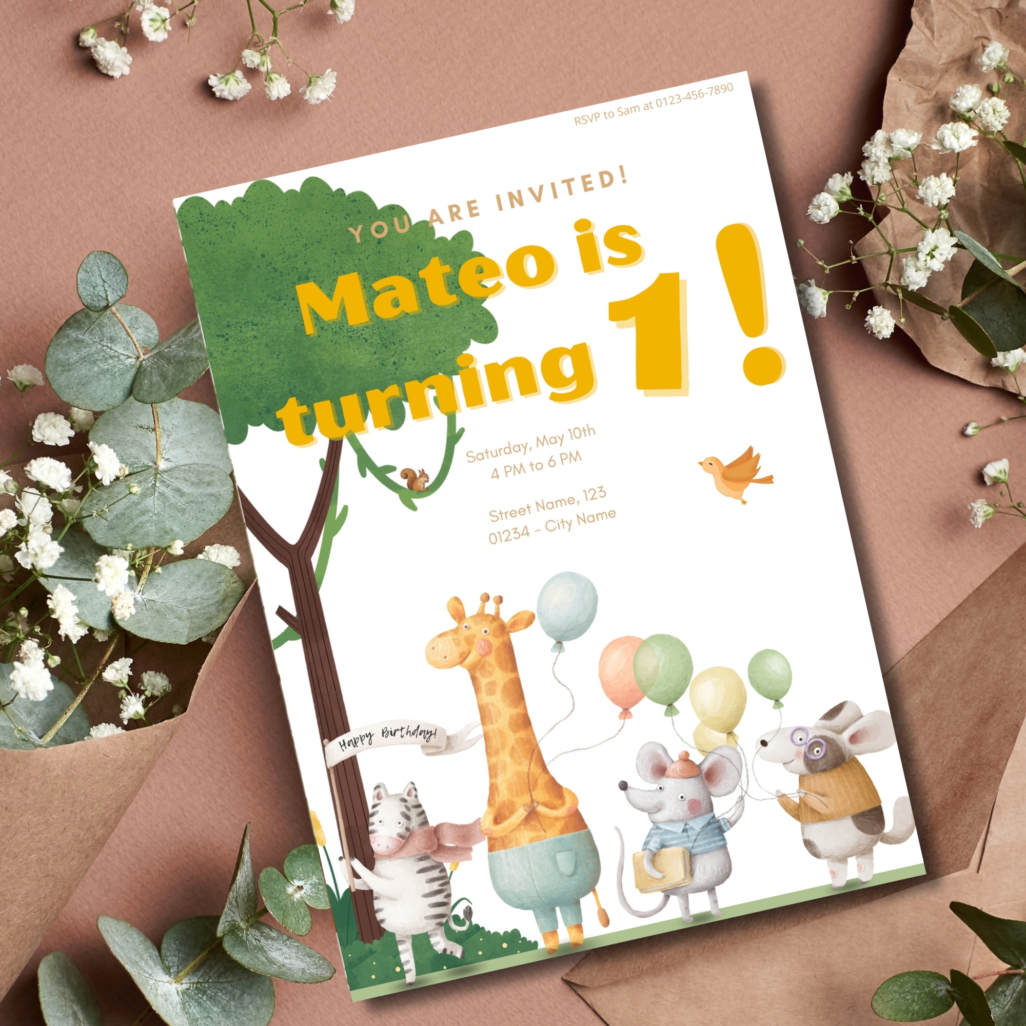 Birthday Invitation Safari digital template canva instant download