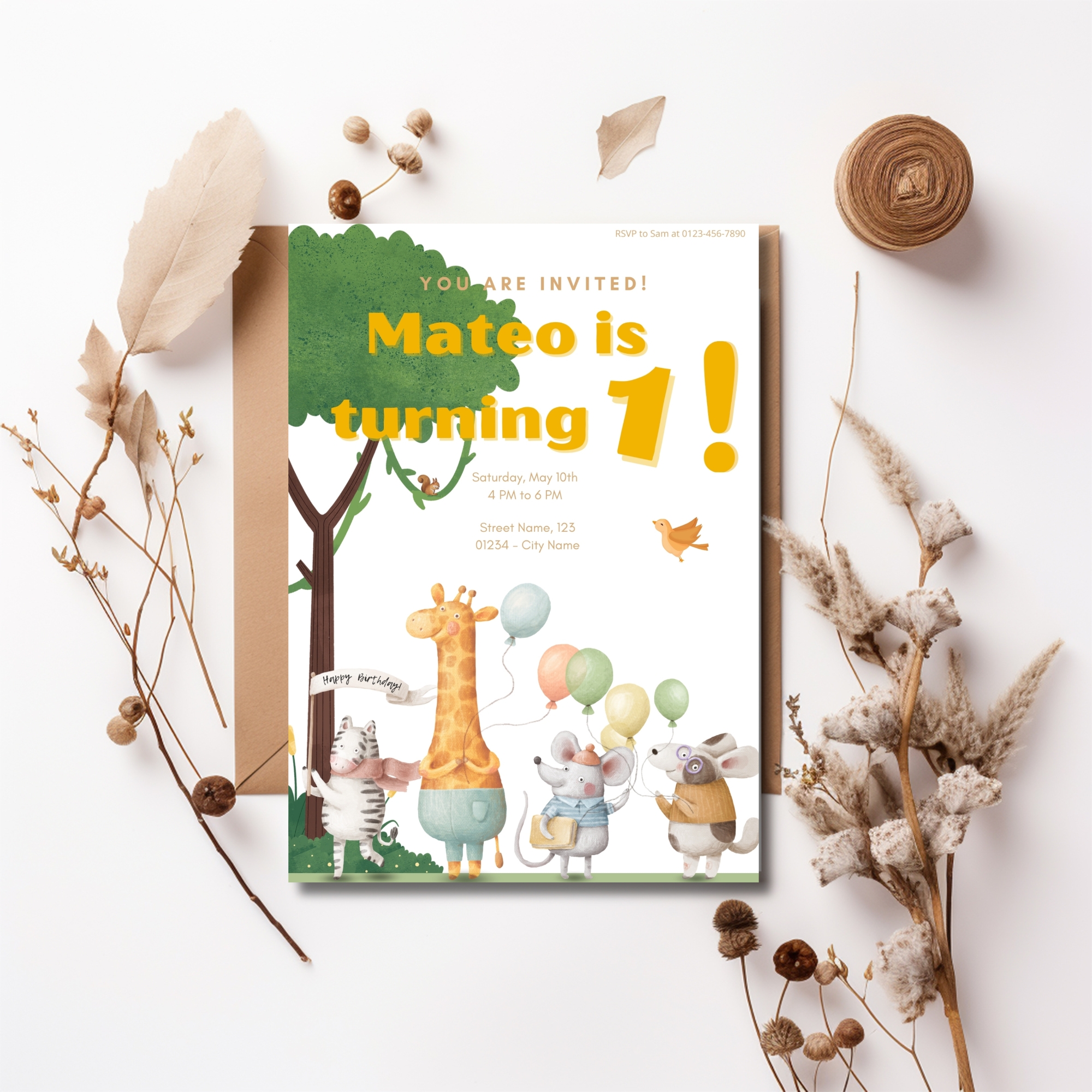 Birthday Invitation Safari digital template canva instant download